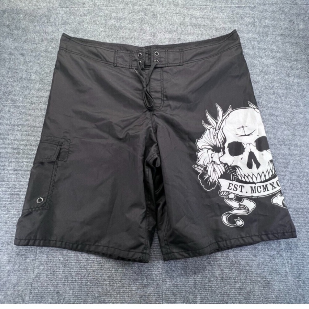 Old Navy Black Skull Graphic Board Shorts